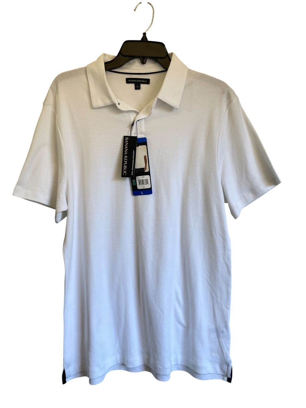Banana Republic Luxe Touch Performance White Polo Shirt Classic Short Sleeve NWT